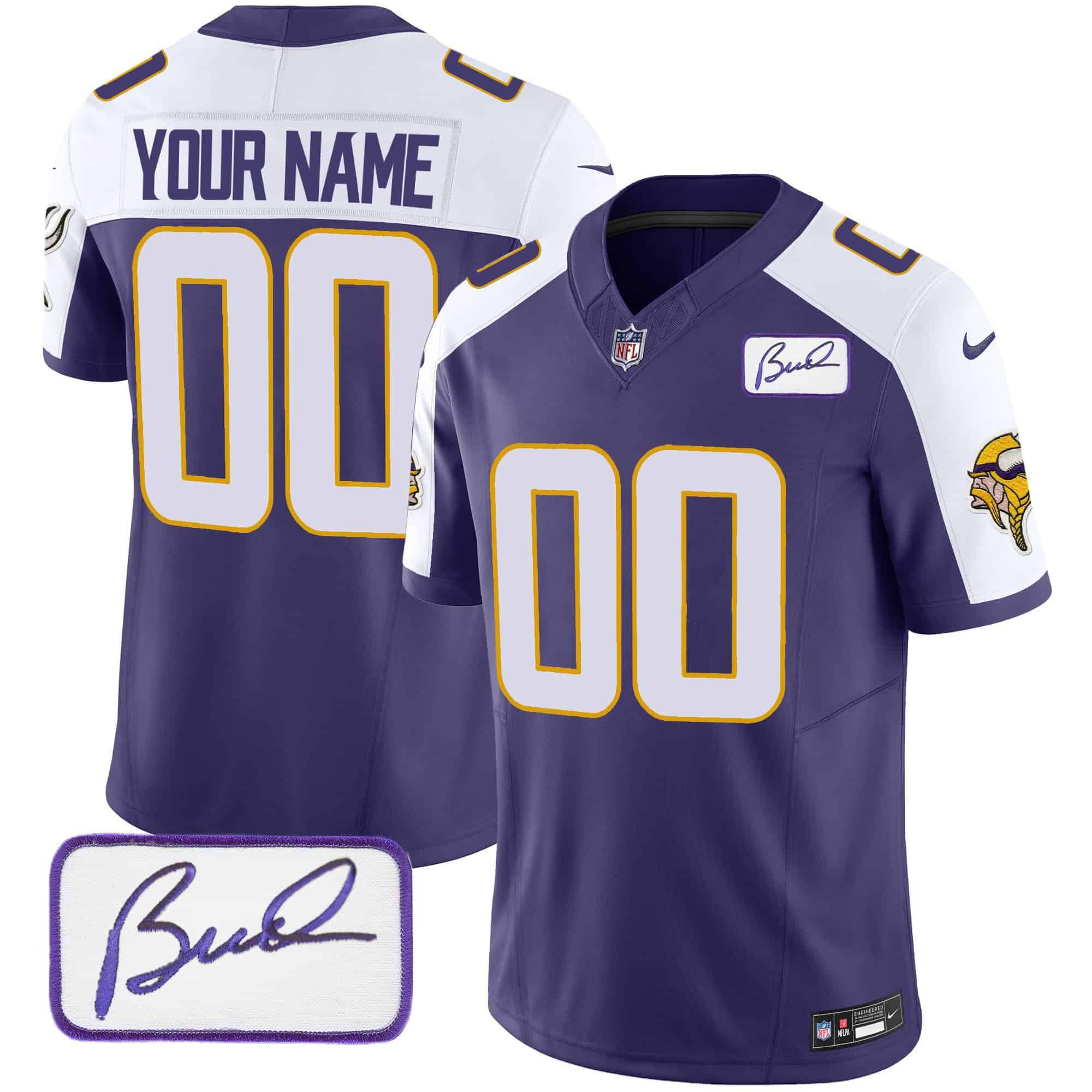 Men Minnesota Vikings Purple 2024 Nike Bud Grant Patch Classic Limited Custom NFL Jersey style 2->customized nfl jersey->Custom Jersey